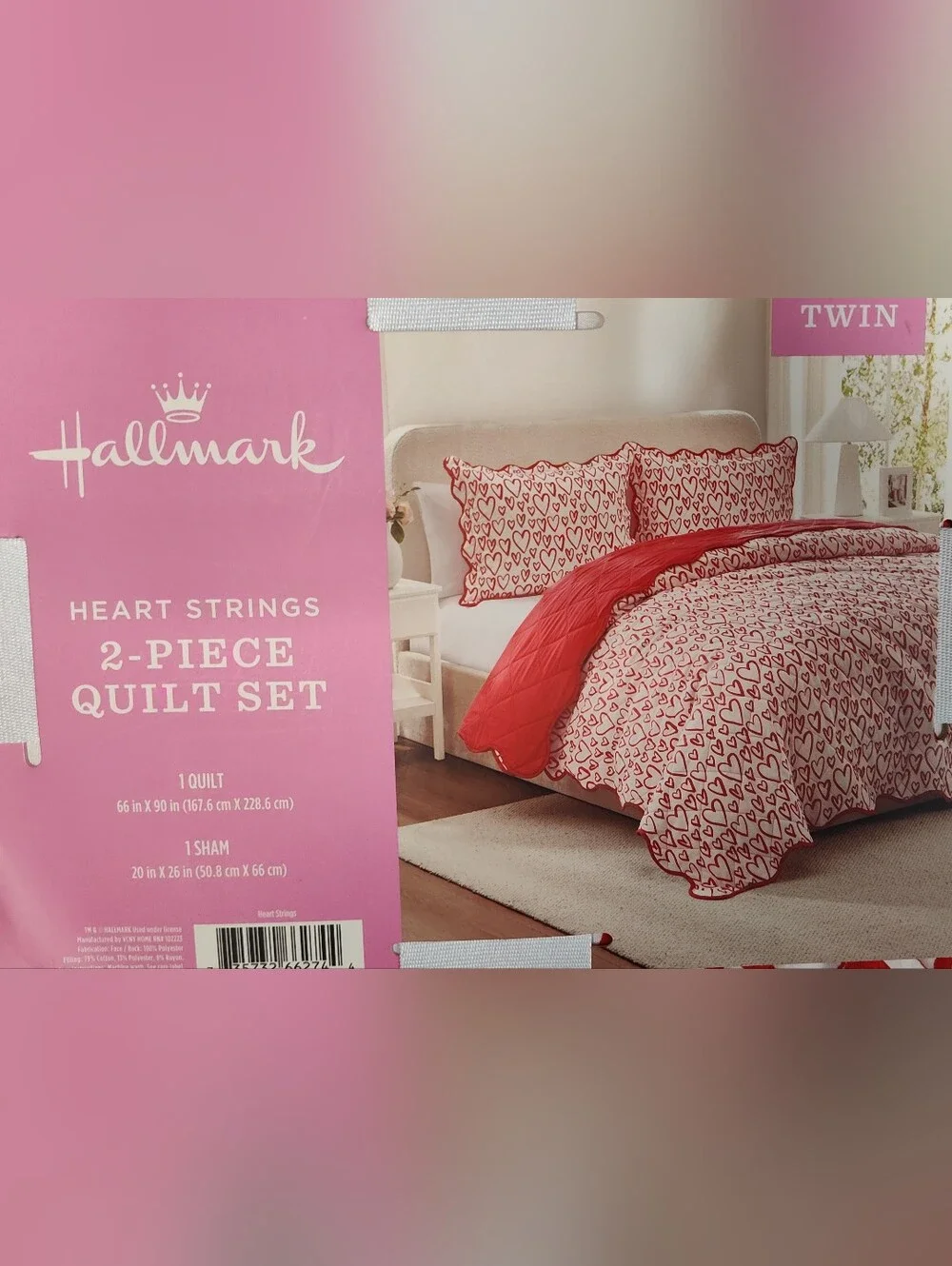 NWT! Hallmark Heart Strings 2 piece Twin Quilt Set